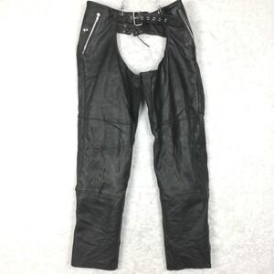 First Manufacturing Co FMC Pants Riding Chaps Black Leather Motorcycle Lace-Up M